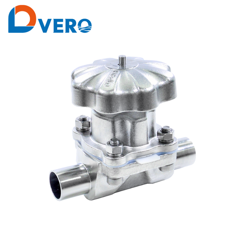 SS 2 way manual diaphragm valve