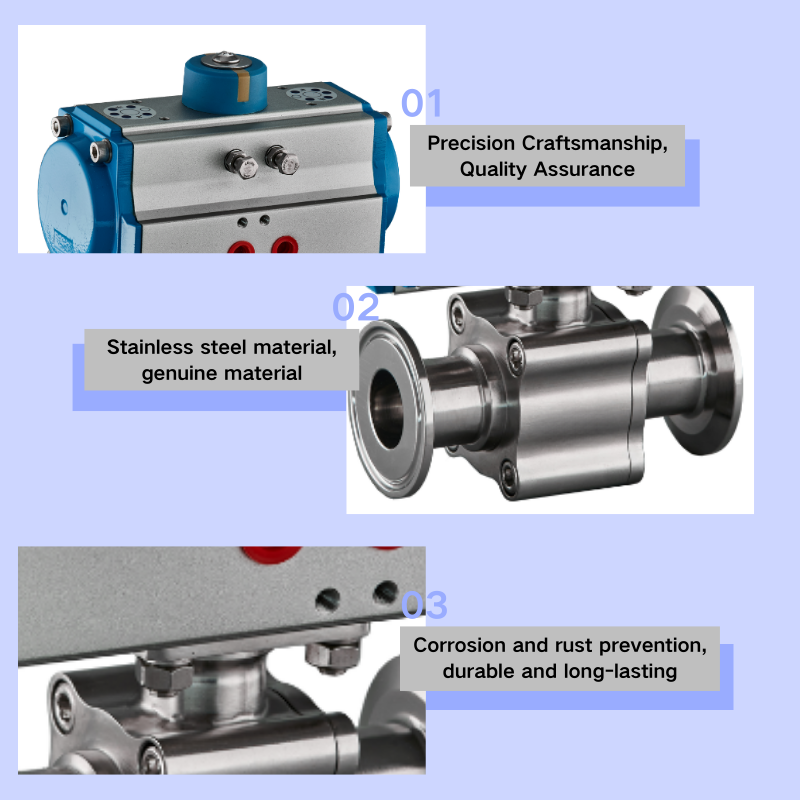 304/316 Pneumatic Three-piece Ball Valve